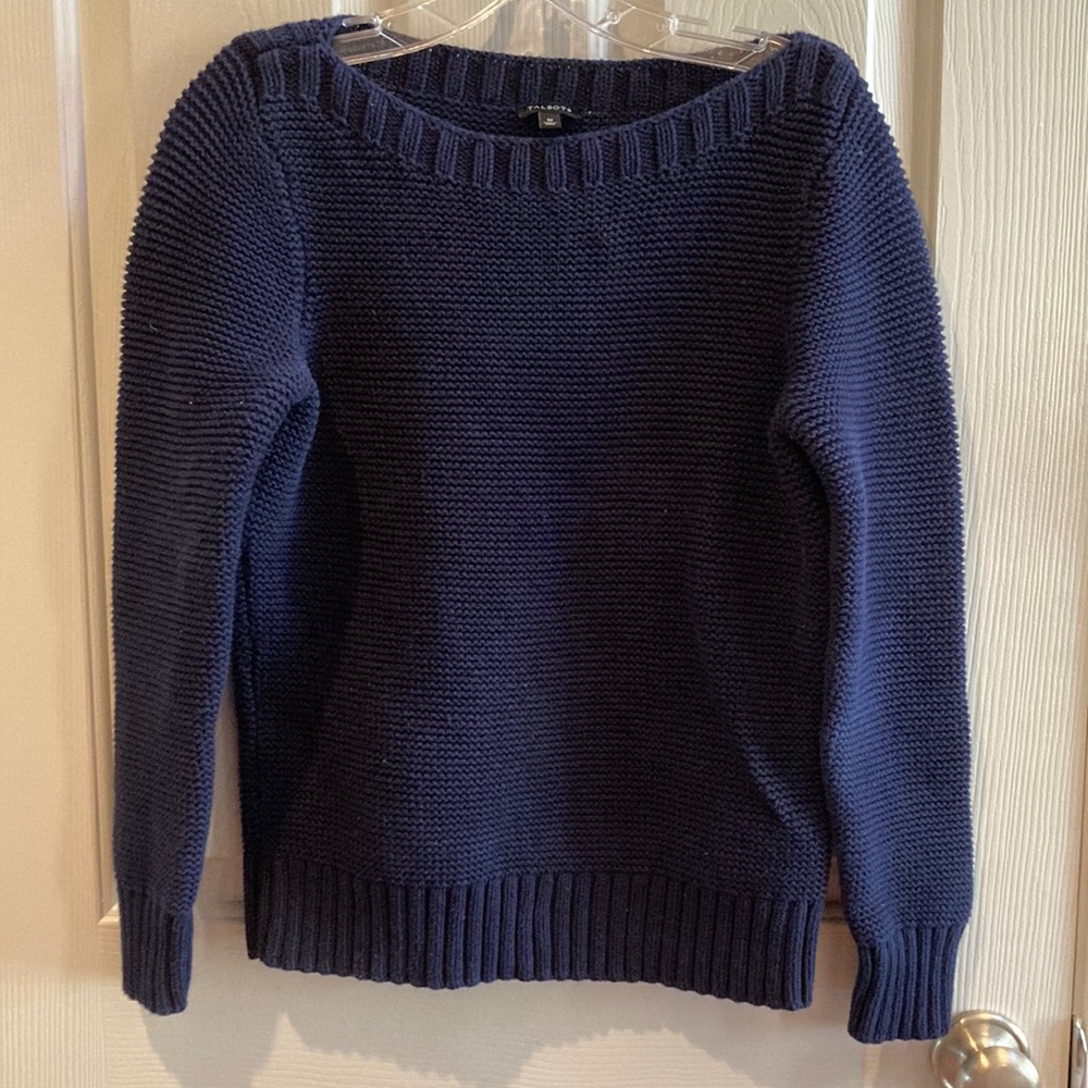 Talbots Navy Blue Textured Knit Sweater